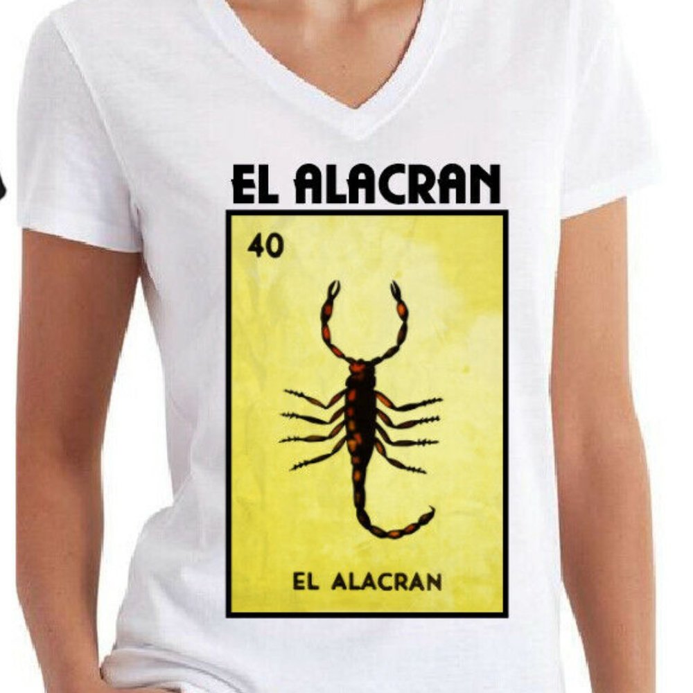 El Alacran V-Neck Loteria Mexican Bingo